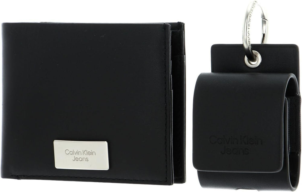Calvin Klein Jeans Coffret cadeau pour homme avec portefeuille à deux volets et étui pour AirPods, noir (noir), taille unique Portefeuille pour homme Naty Shop Default Title