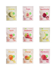 Coffret de dégustation de fruits lyophilisés BUAH® | Snack parfait composé de chips de fruits croustillantes | Bonbons alternatifs sans sucre ajouté, toppings pour porridge | Produits déshydratés végétaliens sans gluten Naty Shop 9 Pack (Nouveau)