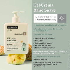 Suavinex, Syndet shampoing bébé peau et cheveux, sans savon, 750 ml + lotion corporelle hydratante, 750 ml, adapté aux peaux sensibles et aux nouveau-nés, avec 90% à 93% d'ingrédients naturels. Enfants - Bains et soins Naty Shop