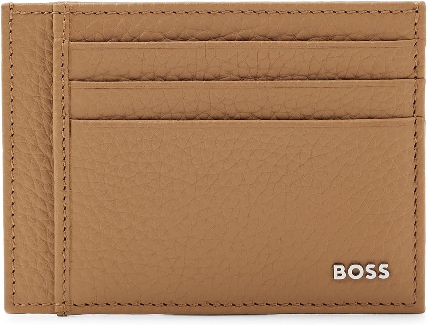 Suport de card BOSS Crosstown S card N pentru bărbați din piele italiană cu logo argintiu Portofel Barbati Naty Shop Bej mediu265 O mărime se potrivește tuturor