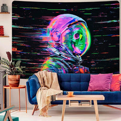 Tapiserie alishomtll fluorescent craniu astronaut negru lumina Casa - Accesorii si Decoratiuni Naty Shop