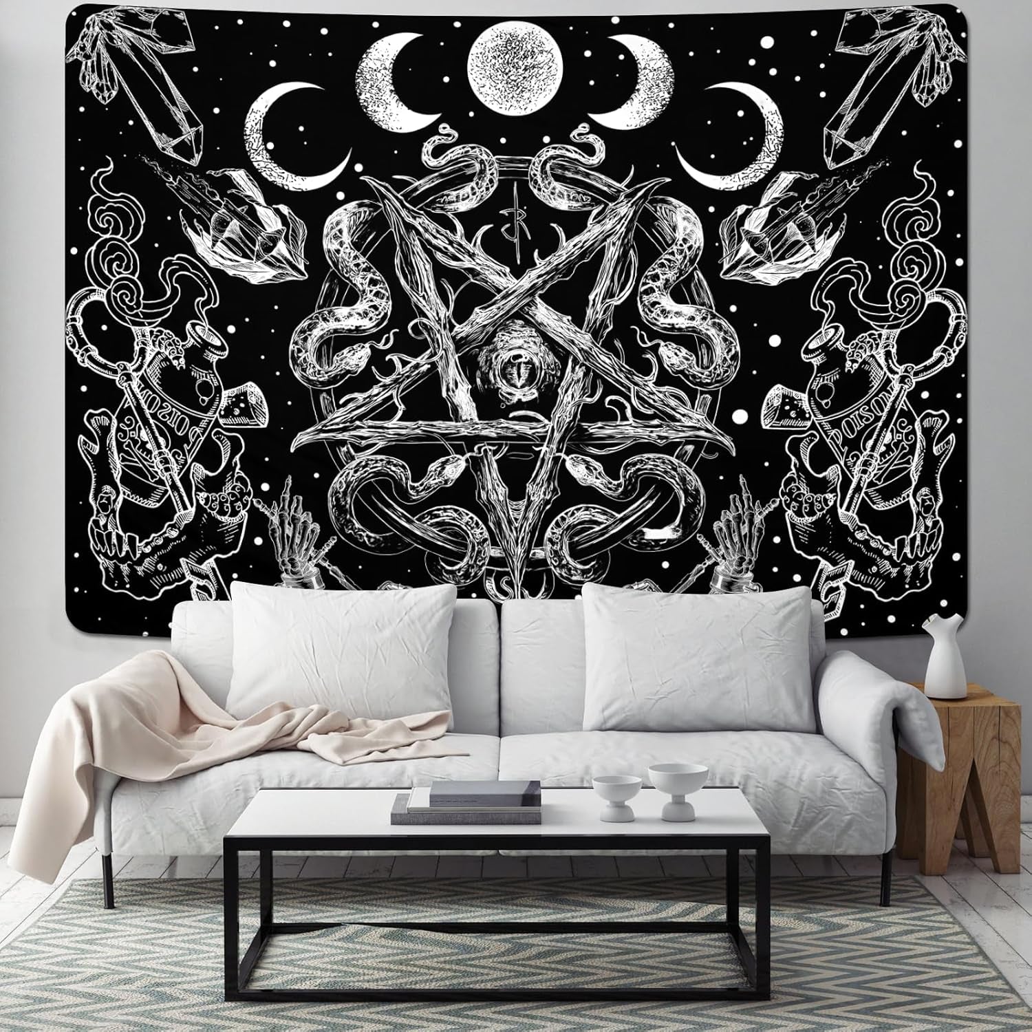Tapiserie alishomtll witchy snake estetic gothic pentagram wall Casa - Accesorii si Decoratiuni Naty Shop