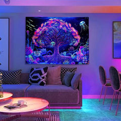 Tapisserie arbre de vie mandala fluo Accueil - Accessoires et Décorations Naty Shop