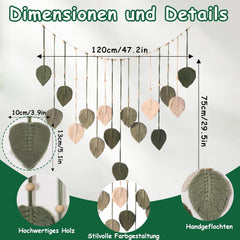 Tapisserie décoration perles en bois motif feuille Maison - Accessoires et Décorations Naty Shop