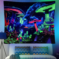 Tapisserie dremisland blacklight champignon psychédélique réactif galaxie mur Maison - Accessoires et Décorations Naty Shop