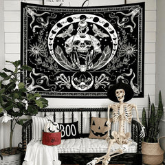 Tapisserie gothique halloween bannière noir blanc Accueil - Accessoires et Décoration Naty Shop