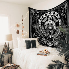 Tapisserie gothique halloween bannière noir blanc Accueil - Accessoires et Décoration Naty Shop