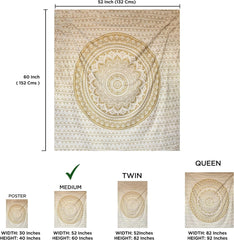 Tapisserie Mandala décoration de chambre esthétique toile blanche dorée Maison - Accessoires et Décorations Naty Shop