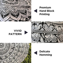 Tapisserie tapisserie mandala gris noir tissu mural Maison - Accessoires et Décorations Naty Shop