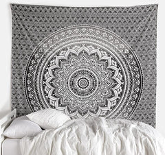 Tapisserie tapisserie mandala gris noir tissu mural Accueil - Accessoires et Décorations Naty Shop Default Title