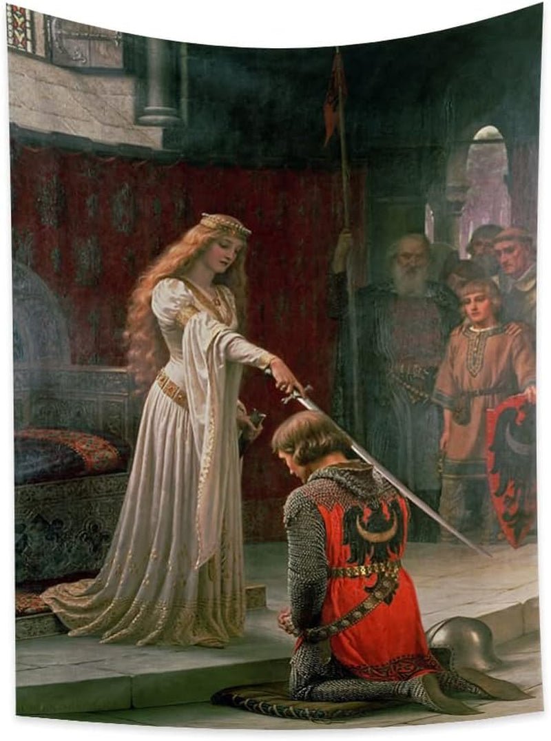 Tapisserie yongfoto chevalier peinture à l'huile médiévale Angleterre Maison - Accessoires et Décorations Naty Shop 235L X 180B Cm