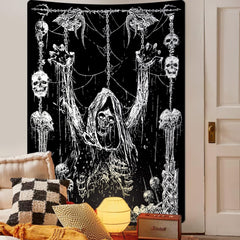 Tapisserie yrendenge crâne humain noir blanc Accueil - Accessoires et Décoration Naty Shop