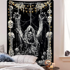 Tapisserie yrendenge crâne humain noir blanc Accueil - Accessoires et Décoration Naty Shop