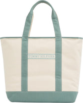 TOMMY HILFIGER Femmes Th Summer Canvas Tote Aw0aw17421 Sac fourre-tout Femme Sacs Naty Shop Vert (Charming Green)