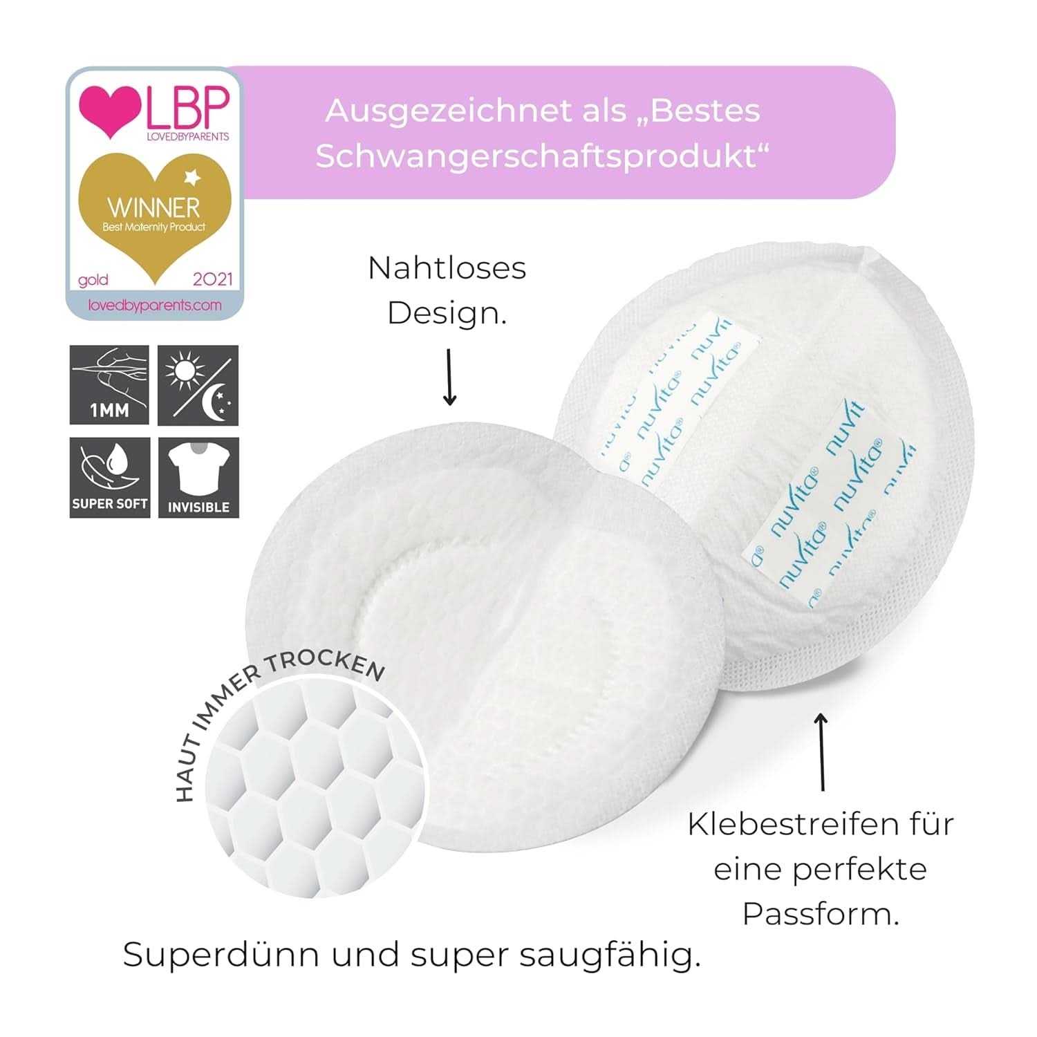 Nuvita 1202 - Absorbants pour l'allaitement de jour et de nuit Accessoires Alimentation et Allaitement Bebe Naty Shop