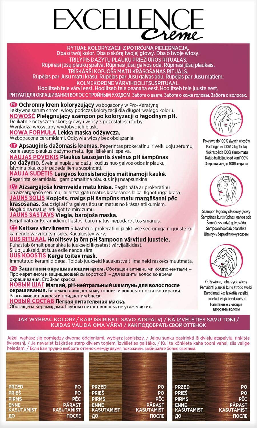 L'Oréal Paris Excellence 6.41 Culoare de păr - Bronz chihlimbar deschis Vopsea pentru par Naty Shop