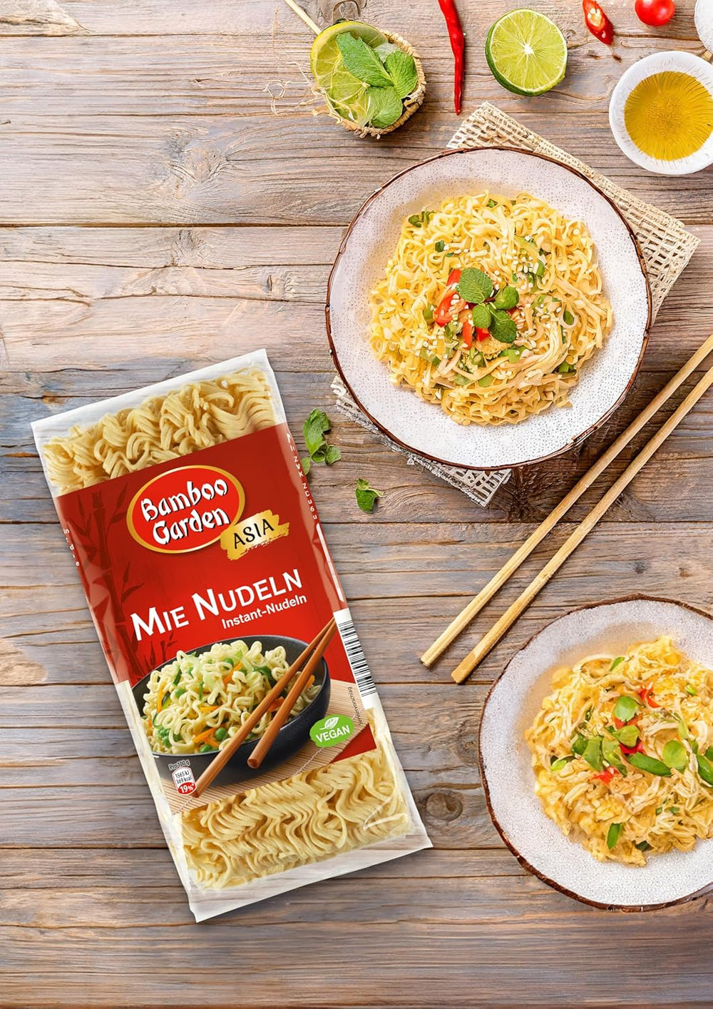 Jardin de Bambou - Nouilles Mie | Nouilles instantanées pour la cuisine asiatique | Idéal pour les plats au wok ou les soupes Vegans | Sachet de 250g