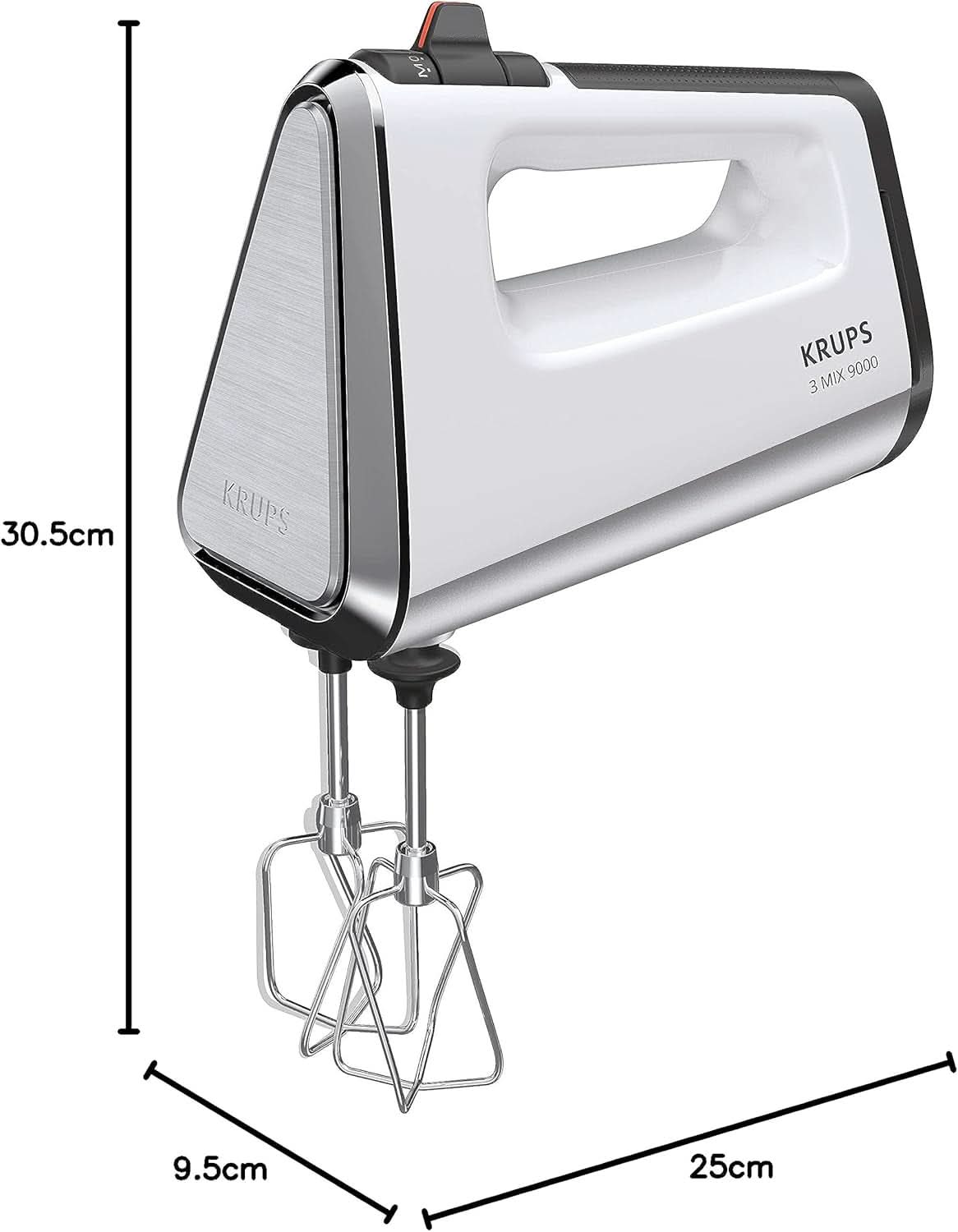 Krups GN9121 3 Mix 9000 Batteur à main | 750 watts | Régulateur de vent | Mode Turbo | Fonctionnalité Auswurff | Poignée ergonomique Schneebesen, Knethaken, Pürierstab-Aufsatz, Messbecher | Blanc/Argent Naty Shop