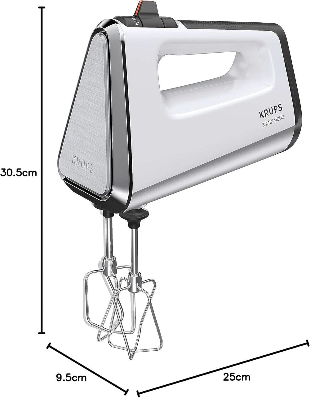 Krups GN9121 3 Mix 9000 Batteur à main | 750 watts | Régulateur de vent | Mode Turbo | Fonctionnalité Auswurff | Poignée ergonomique Schneebesen, Knethaken, Pürierstab-Aufsatz, Messbecher | Blanc/Argent Naty Shop