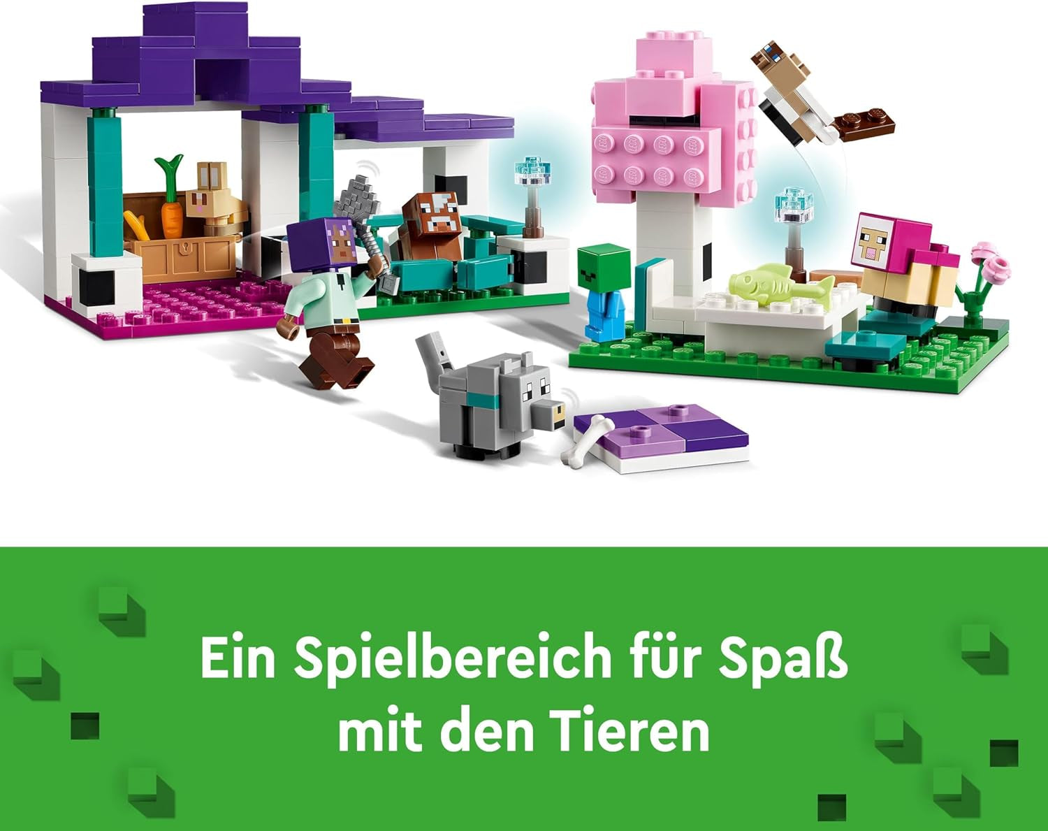 Figurine multi-animaux LEGO Minecraft Animal Sanctuary pour filles et garçons de 7 ans, cadeau pour enfants, ensemble de modèles de briques Biome des plaines 21253 Ensembles de construction Besuche den LEGO-Store