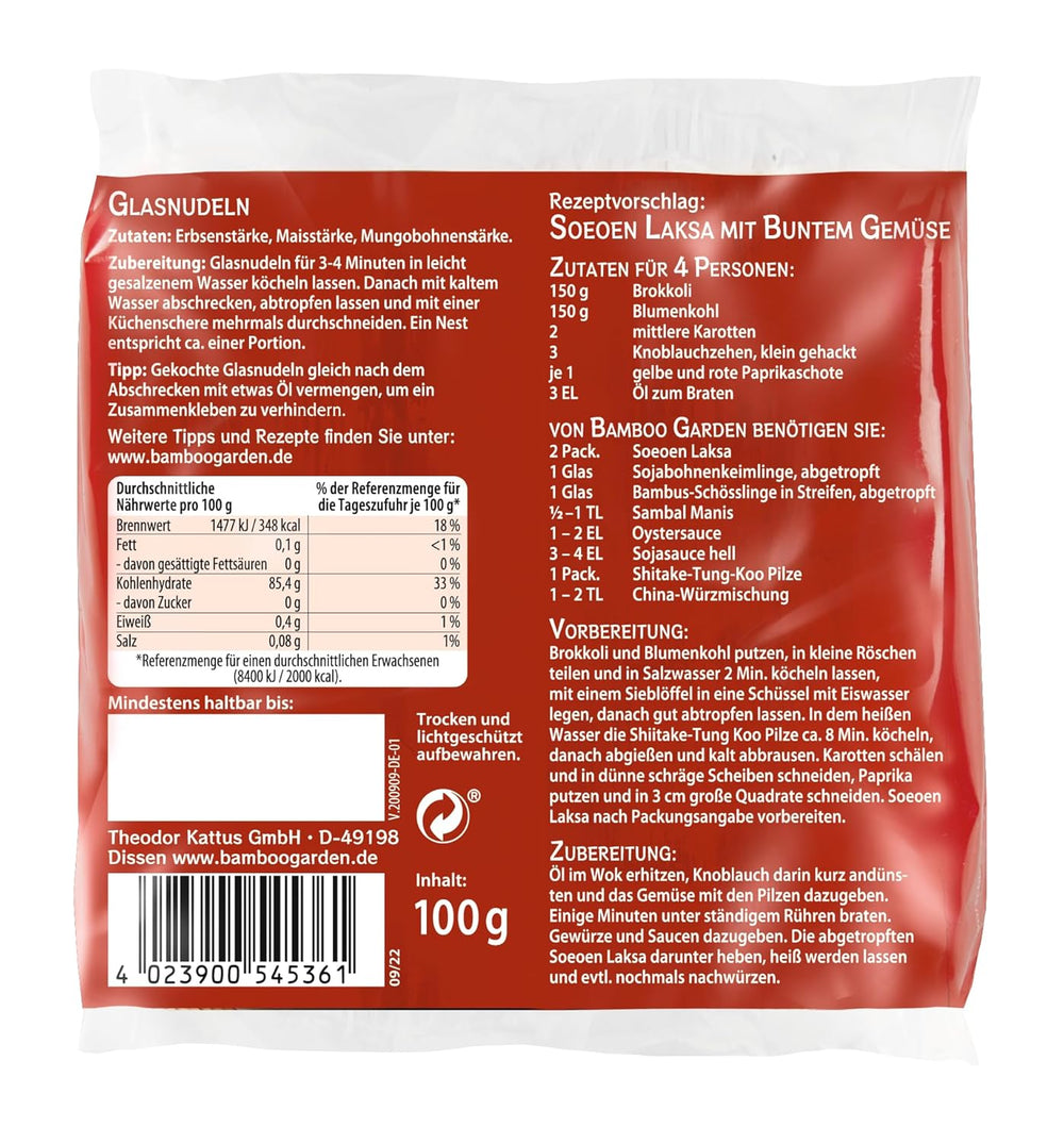 Nouilles en verre Soeoen Laksa de Bamboo Garden, 100 g