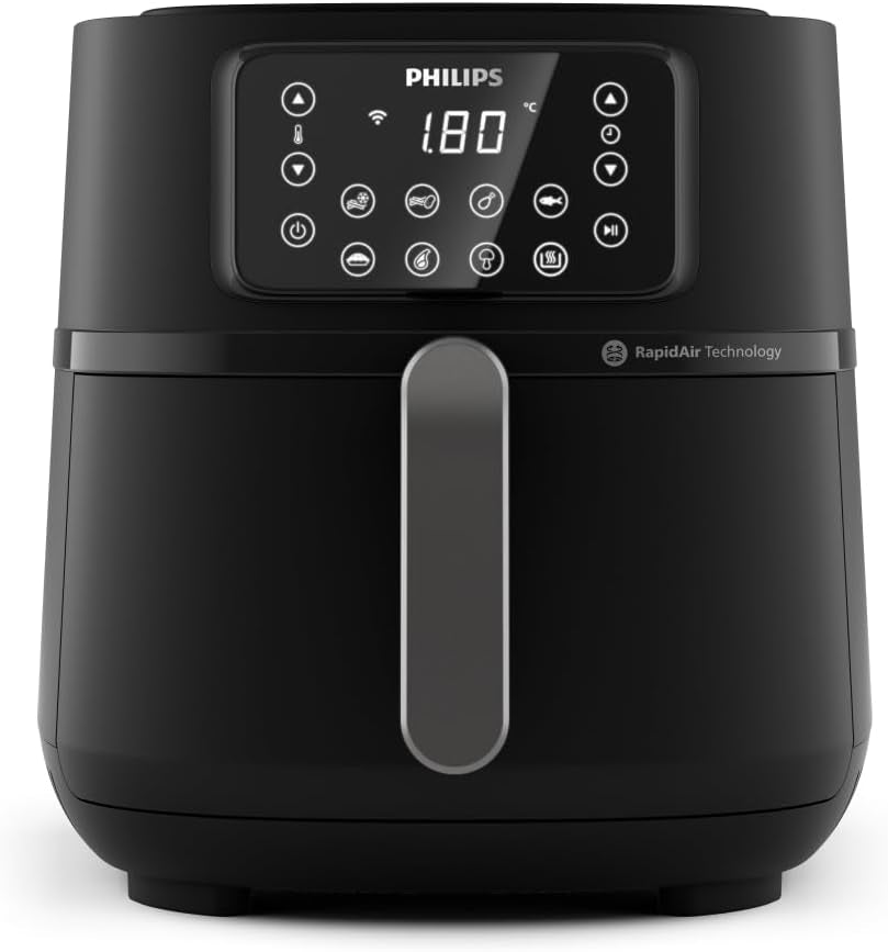 Philips 3000Er Airfryer XL - Tehnologie Rapid Air, prăjire cu până la 90% mai puțină grăsime, capacitate 1,2 kg, 6,2 litri, ecran tactil Electrocasnice Naty Shop Schwarz Conexiune wireless 7.2 L