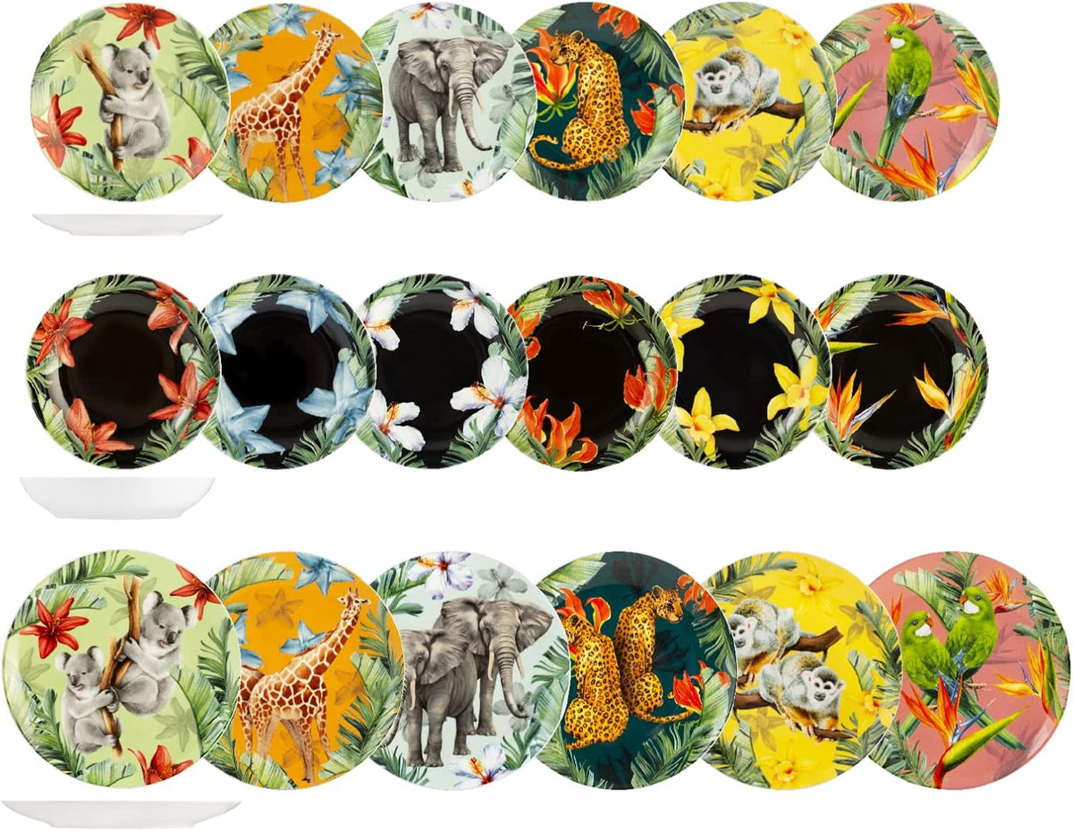 Service Tavola En Porcelaine Exotique 18 Pièces