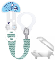 Sucette MAM, adaptée à tous types de tétines, anneaux de dentition et jouets, longueur réglable, avec cache-tétine, lavable, bleue, 1 pièce