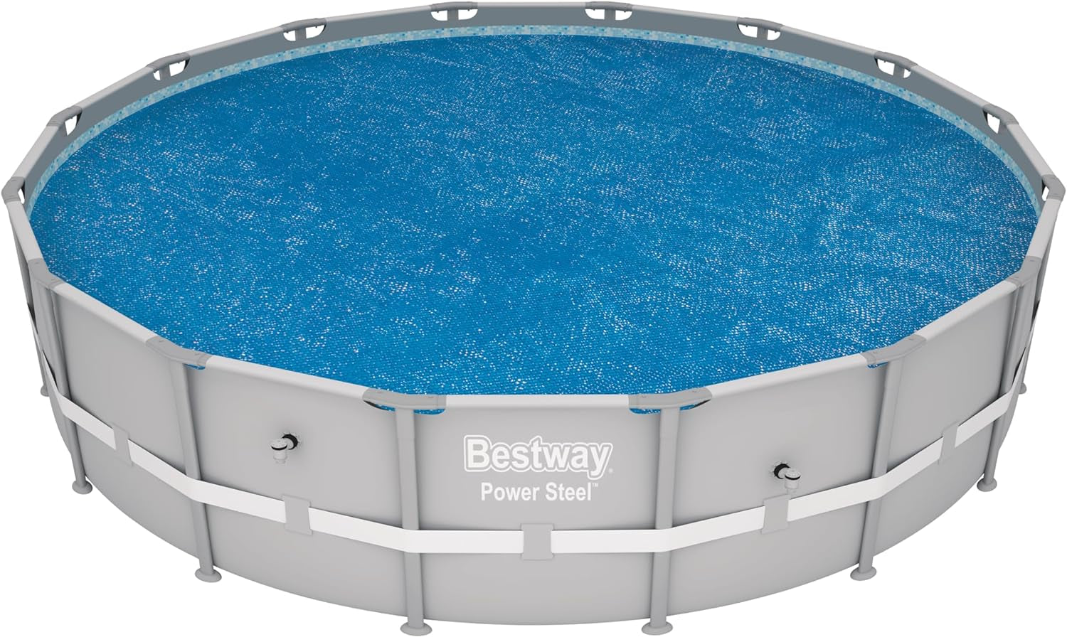 Bestway Flowclear Couverture Solaire pour Piscine, Ø 356 cm, pour Piscines Hors Sol Rondes de 366 cm et 396 cm, Bleu, 58242