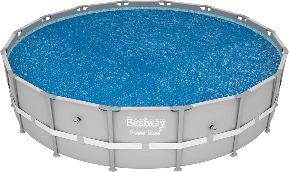 Bestway Flowclear Couverture Solaire pour Piscine, Ø 356 cm, pour Piscines Hors Sol Rondes de 366 cm et 396 cm, Bleu, 58242