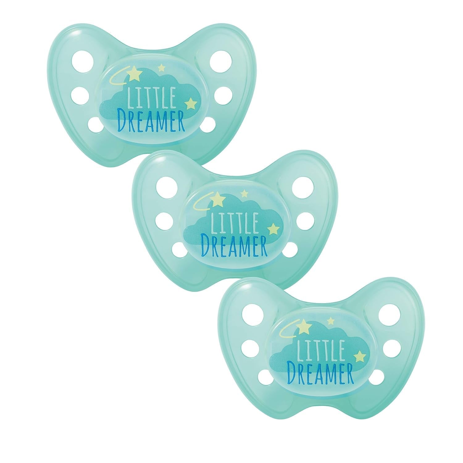 Lot de 3 sucettes dentaires de nuit en silicone - Taille 3 à partir de 14 mois - Sucettes qui brillent dans le noir de qualité dentaire - Sans BPA - Fabriquées en Allemagne - Lune, Jaune