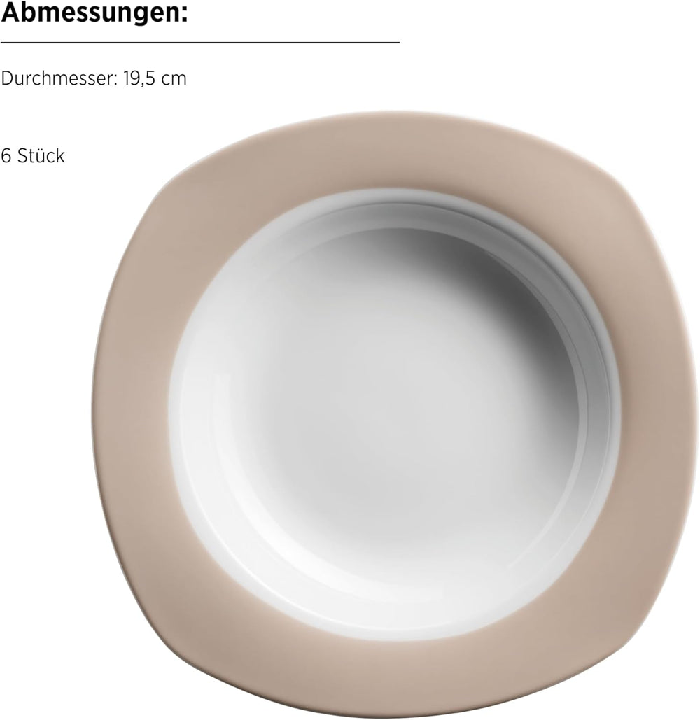 MÄSER Nela service de table combiné, série 30 pièces, service de table carré pour 6 personnes, blanc/marron