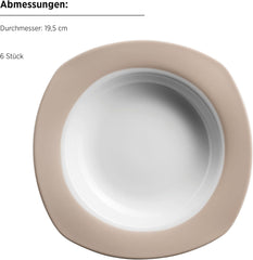 MÄSER Nela service de table combiné, série 30 pièces, service de table carré pour 6 personnes, blanc/marron