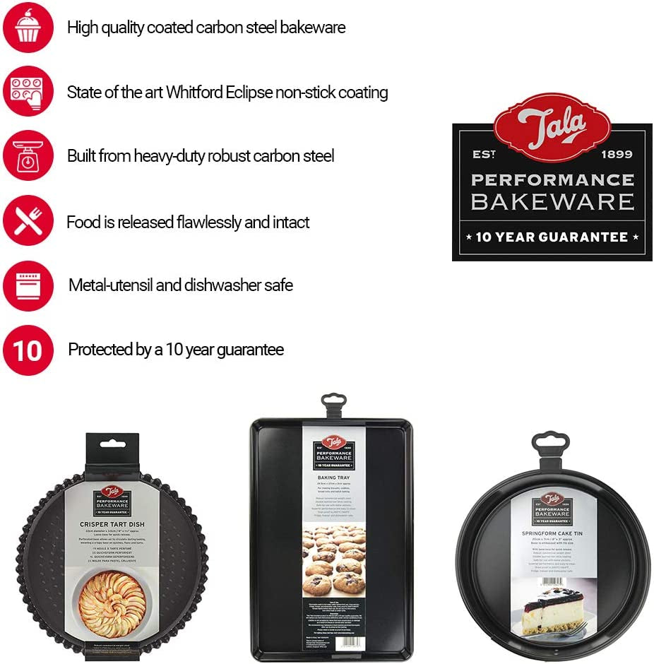 Tala Performance Muffin-Blech, 6 Löcher, Jumbo-Größe, Karbonstahl Von Professioneller Stärke, Mit Antihaftender Eclipse-Beschichtung, Schwarz Moules et plaques pour la pâtisserie Naty Shop