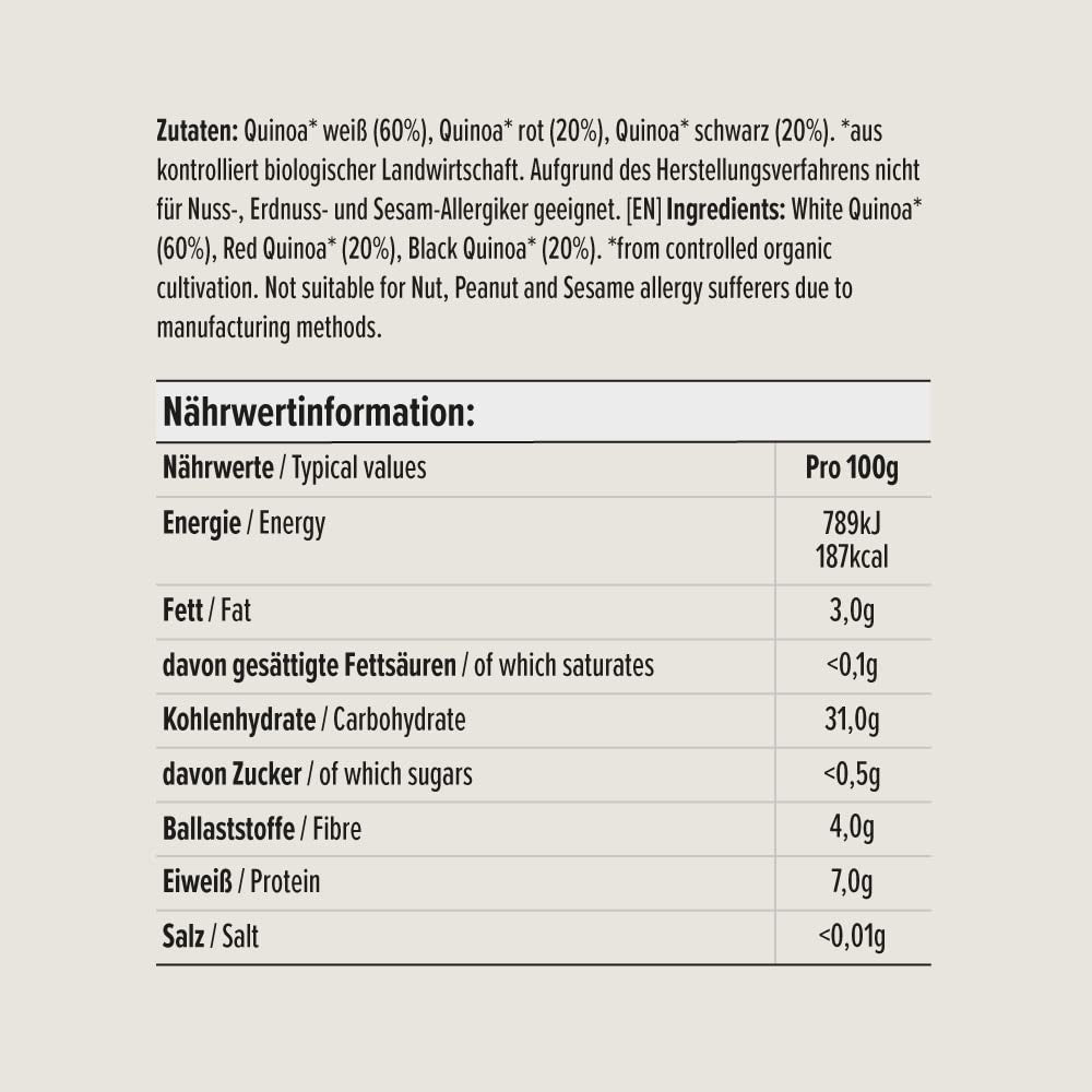 Amazon Bio Quinoa Tricolore 500g (Pack de 1)