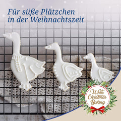 Dr. Oetker Lot de 3 emporte-pièces en forme d'oie - Emporte-pièces de Noël blancs - Emporte-pièces de Noël en acier inoxydable