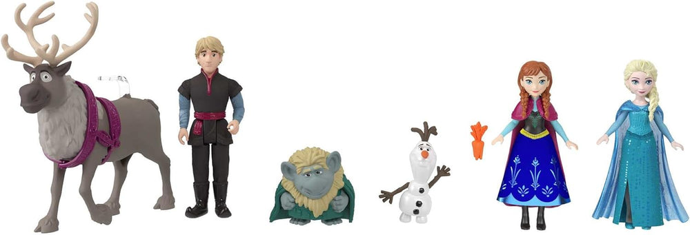 Mattel DISNEY Frozen - Ensemble de conte de fées avec 6 figurines ludiques préférées, emballage interactif et accessoires pour enfants, HLX04