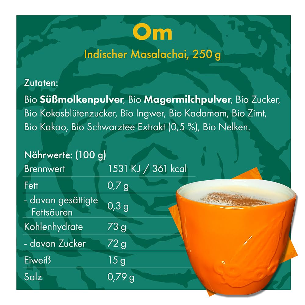 Becks Cocoa Om Masala Chai Tea Bio - Thé noir indien aux épices traditionnelles telles que la cannelle, la cardamome et le gingembre - Parfait pour le Chai Latte, 300g