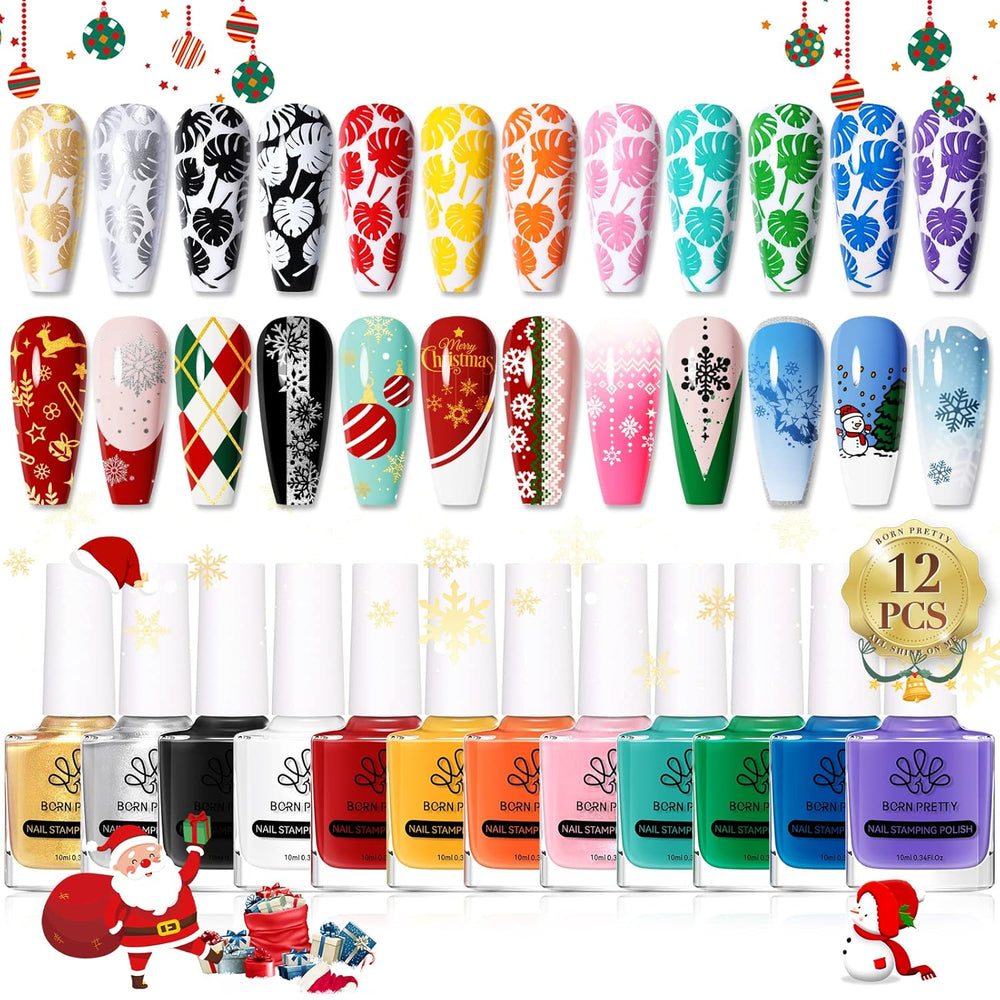 Vernis à ongles à paillettes Born Pretty, vernis à ongles noir brillant à paillettes arc-en-ciel Super Shine