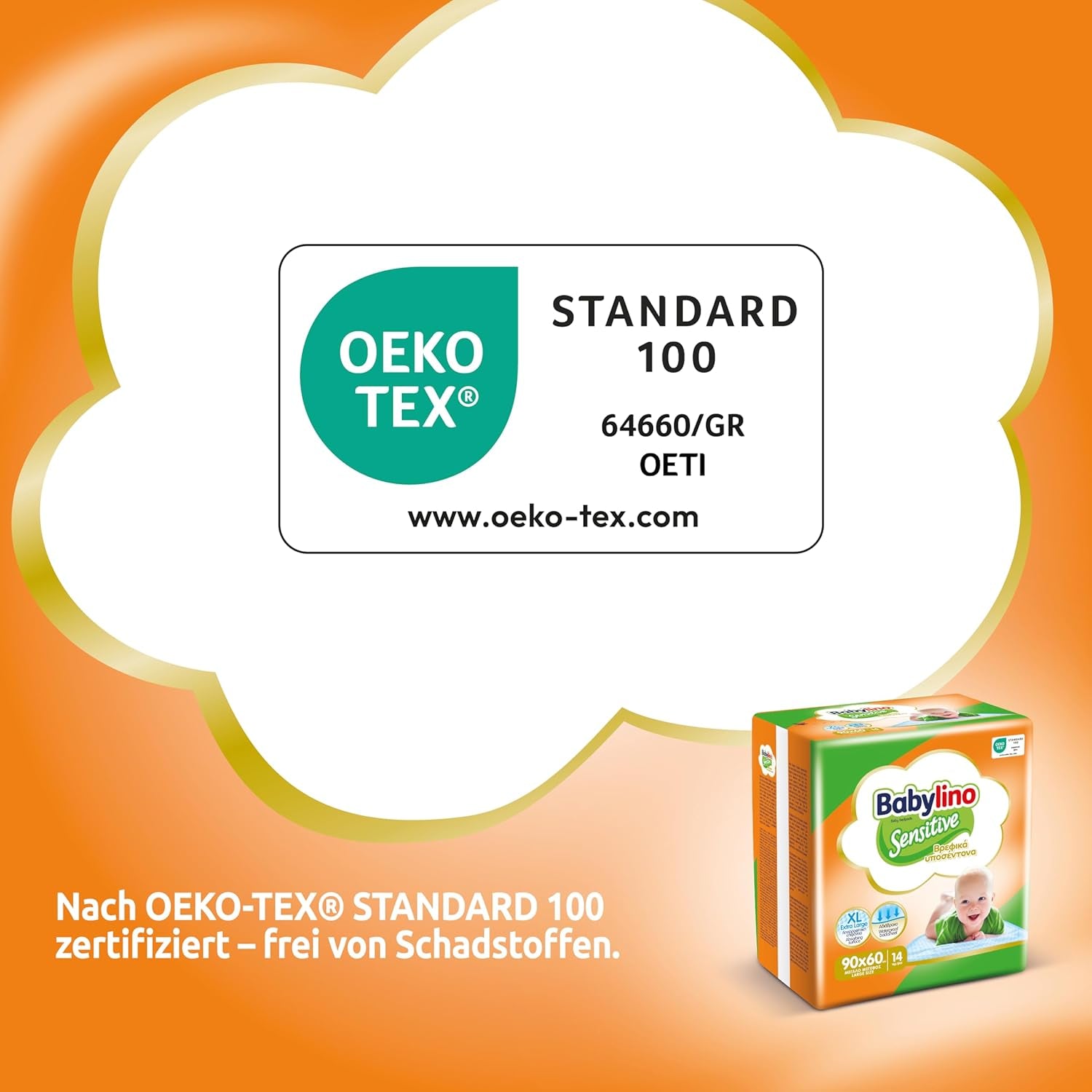 Lingettes humides sensibles, 90 x 60 cm, extra absorbantes, 14 pièces