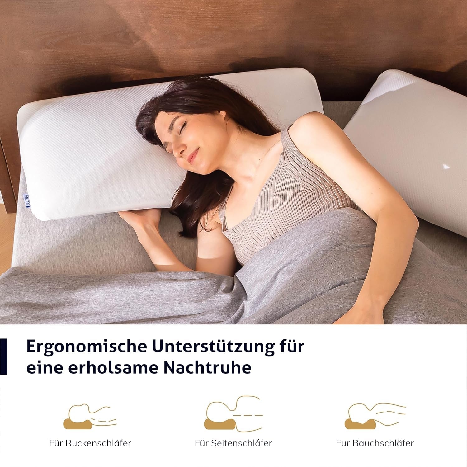 EGO HOME Oreiller Oreiller Ergonomique Doux en Mousse à Mémoire pour Dormeur sur le Dos Oreiller de Soutien du Cou avec Housse Respirante et Lavable, Certifié Oeko-Tex, Oreiller Cervical 75X35Cm Perne standard Naty Shop