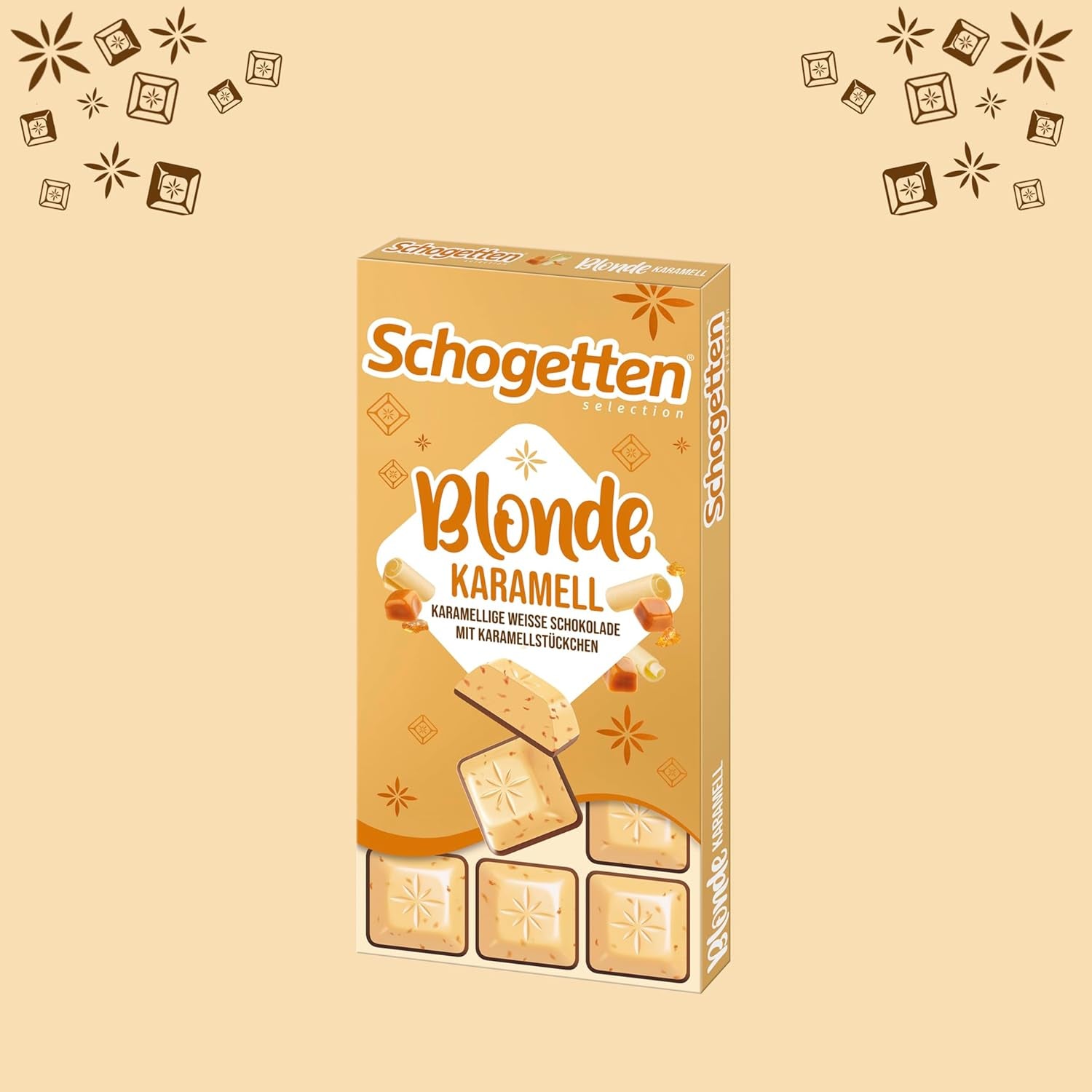 Schogetten Blonde Caramel | Caramel au chocolat blanc et morceaux de caramel | Tablette de chocolat 100g | Idéalement portionné