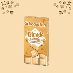 Schogetten Blonde Caramel | Caramel au chocolat blanc et morceaux de caramel | Tablette de chocolat 100g | Idéalement portionné