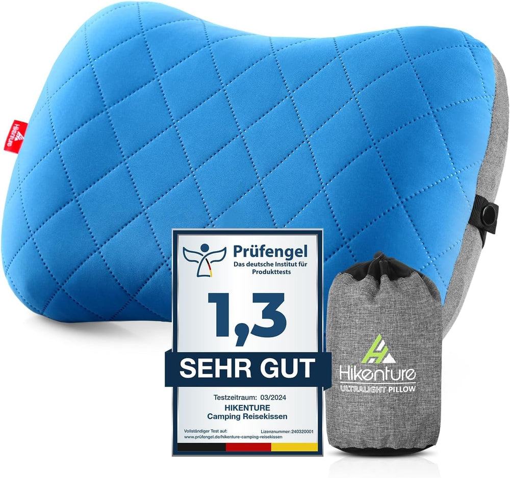 HIKENTURE Pernă gonflabilă de camping / călătorie cu față de pernă detașabilă, pernă ergonomică, pernă confortabilă pentru gât pentru călătorie / exterior, pernă gonflabilă de călătorie pentru gât (verde) ... Perne ortopedice cervicale Naty Shop Albastru