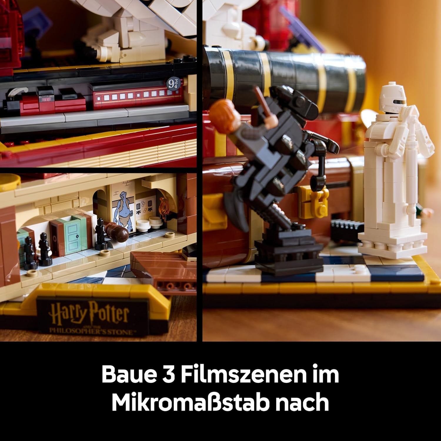 LEGO Harry Potter Stein der Weisen - Sammlredition - DIY Deko - Modellbau mit Miniatur Filmszenen - Hedwig Eulenfigur, 3 Minifiguren - Geschenk zum Vatertag - 76466