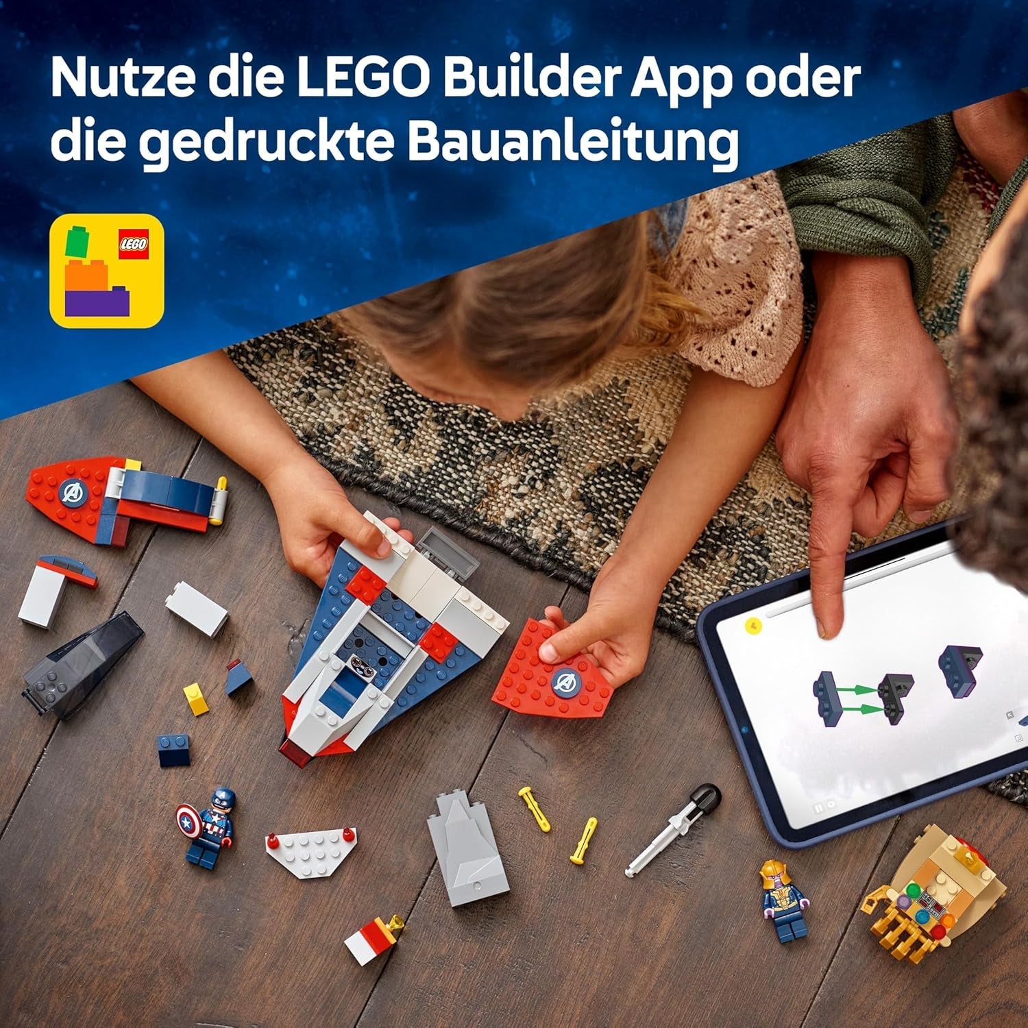 LEGO ǀ Marvel Captain America vs. Thanos - Kinder Spielzeug mit Minifiguren - Kreatives Geschenk für Jungen und Mädchen ab 4 Jahren - Superhelden Spielset zum Ausstellen und Sammeln - 76319