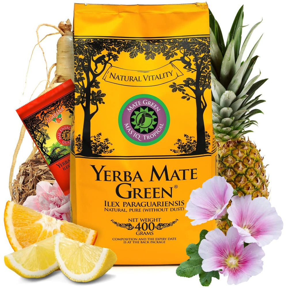 Yerba "Mas Iq Tropical" Thé Maté Brésilien 400G + 50 G Mas Energia Guarana | Thé maté fruité | À l'ananas