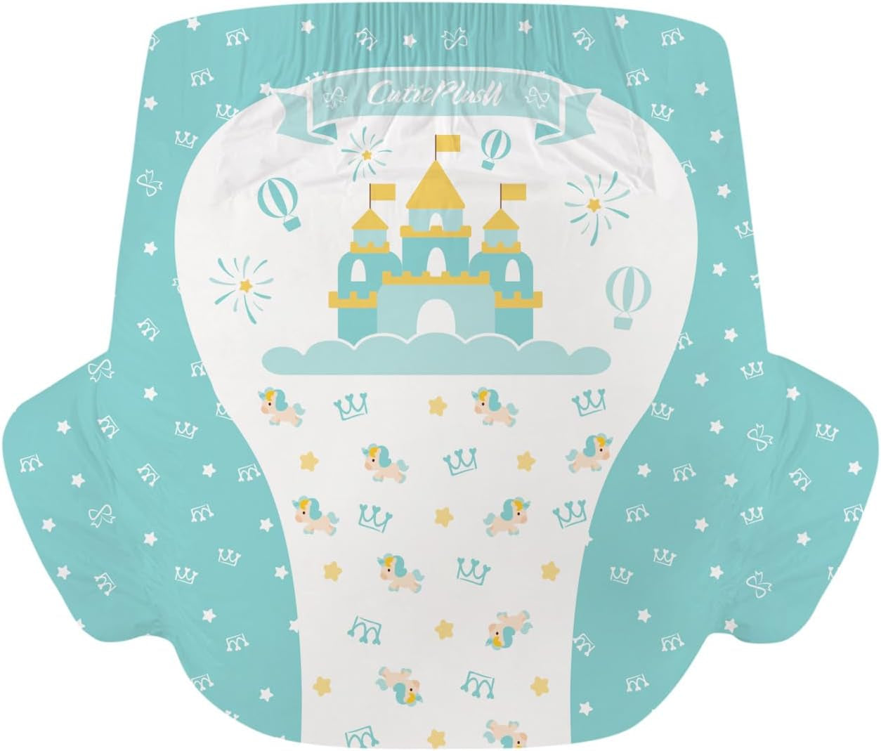 CutiePlusU Lot de 2 couches jetables pour incontinence avec rabats pour femmes et hommes, absorption maximale pendant la nuit – Petit Prince (moyen 71-96 cm)