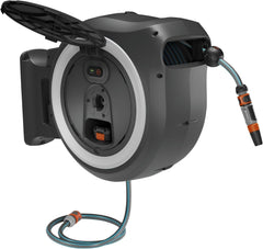 Cutie de furtun de perete fără fir Gardena PowerRoll XXL solo: Tambur automat pentru furtun cu furtun de grădină de 40 m, ghidaj pentru furtun și RollControl, alimentat cu baterii, rezistent la UV și îngheț (18647-55)