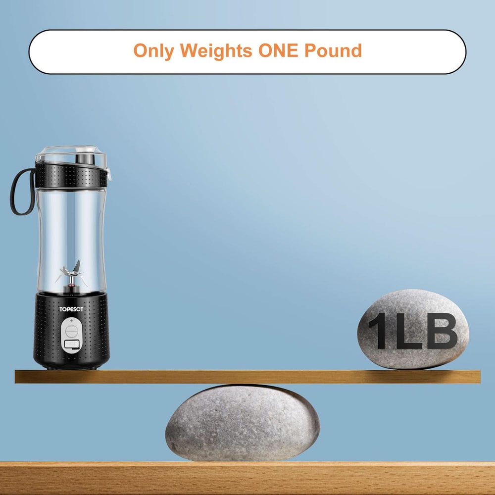 Topesct Tragbarer Mixer, Smoothie Maker to Go– Mobiler Standmixer/Elektrischer Mini Saftmixer Sechs Klingenin 3D-Anordnung Für Hervorragendes Mixen,13Oz USB Wiederaufladbarer Juicer (Schwarz) Bucatarie Naty Shop